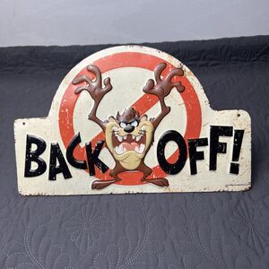 Tasmanian BACK OFF Metal Sign Plaque Open Road Brands 12 x 7.75" Home Decor Gift